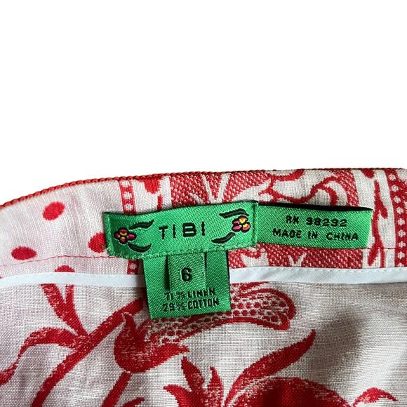 Tibi Vintage Y2K Floral Linen Pencil Skirt Handkerchief Cottage Western Boho 6 - Picture 8 of 10